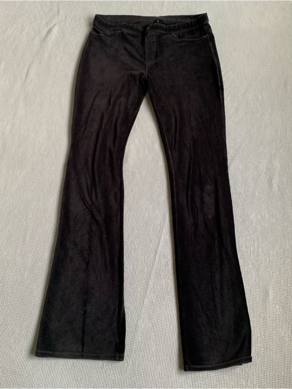 HUE Womens Brown‎ Large Velvet Flare Pants Soft Stretchy Pull On